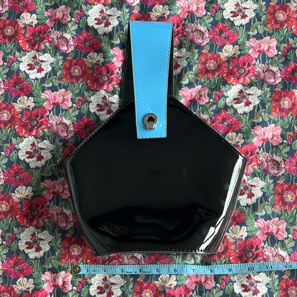 Patent Blue & Black Danse Lente London Johnny Bag - Picture 7 of 11